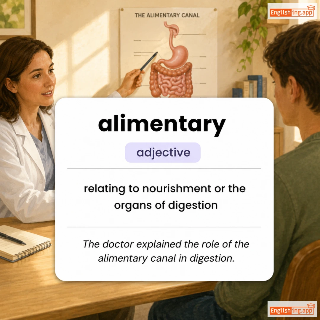 alimentary definition card — visual illustration of the meaning