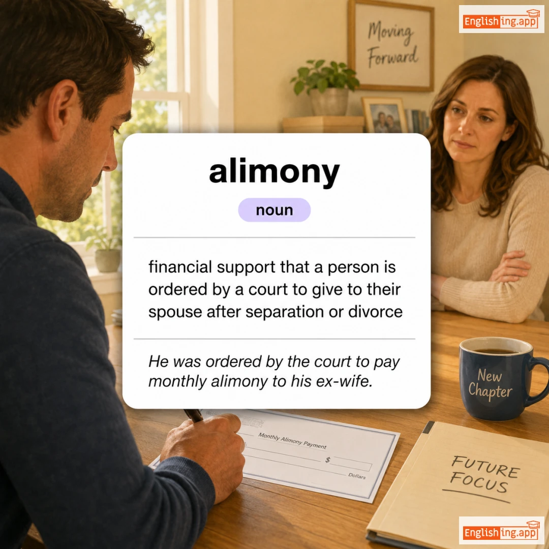 alimony definition card — visual illustration of the meaning