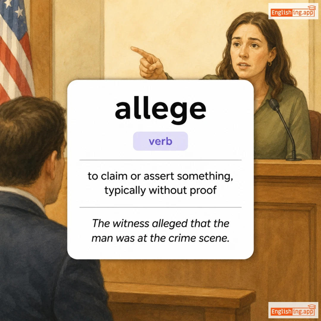 allege definition card — visual illustration of the meaning