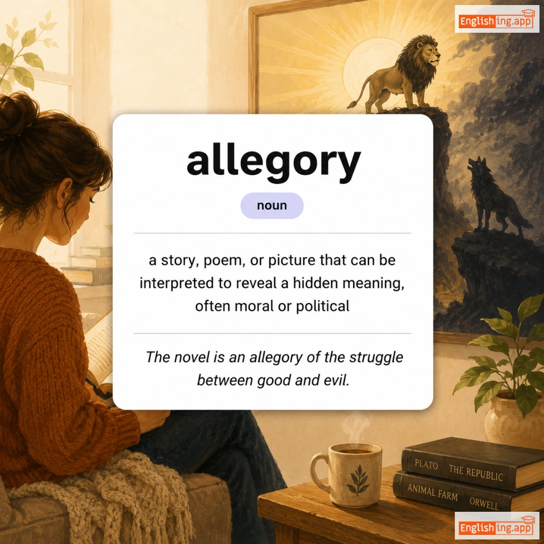 allegory definition card — visual illustration of the meaning