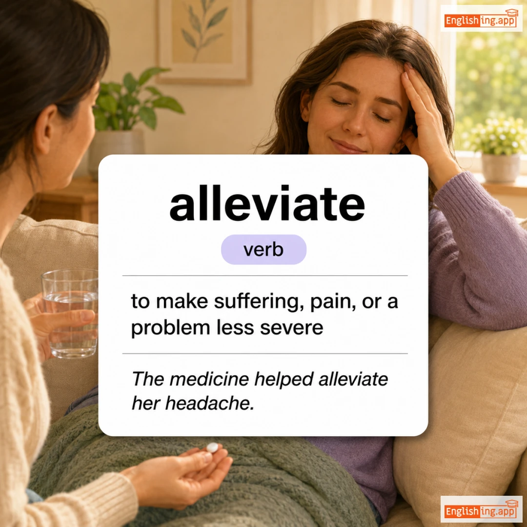 alleviate definition card — visual illustration of the meaning