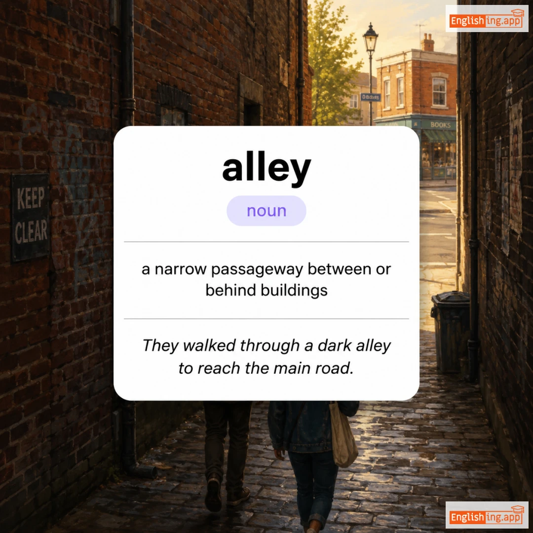 alley definition card — visual illustration of the meaning