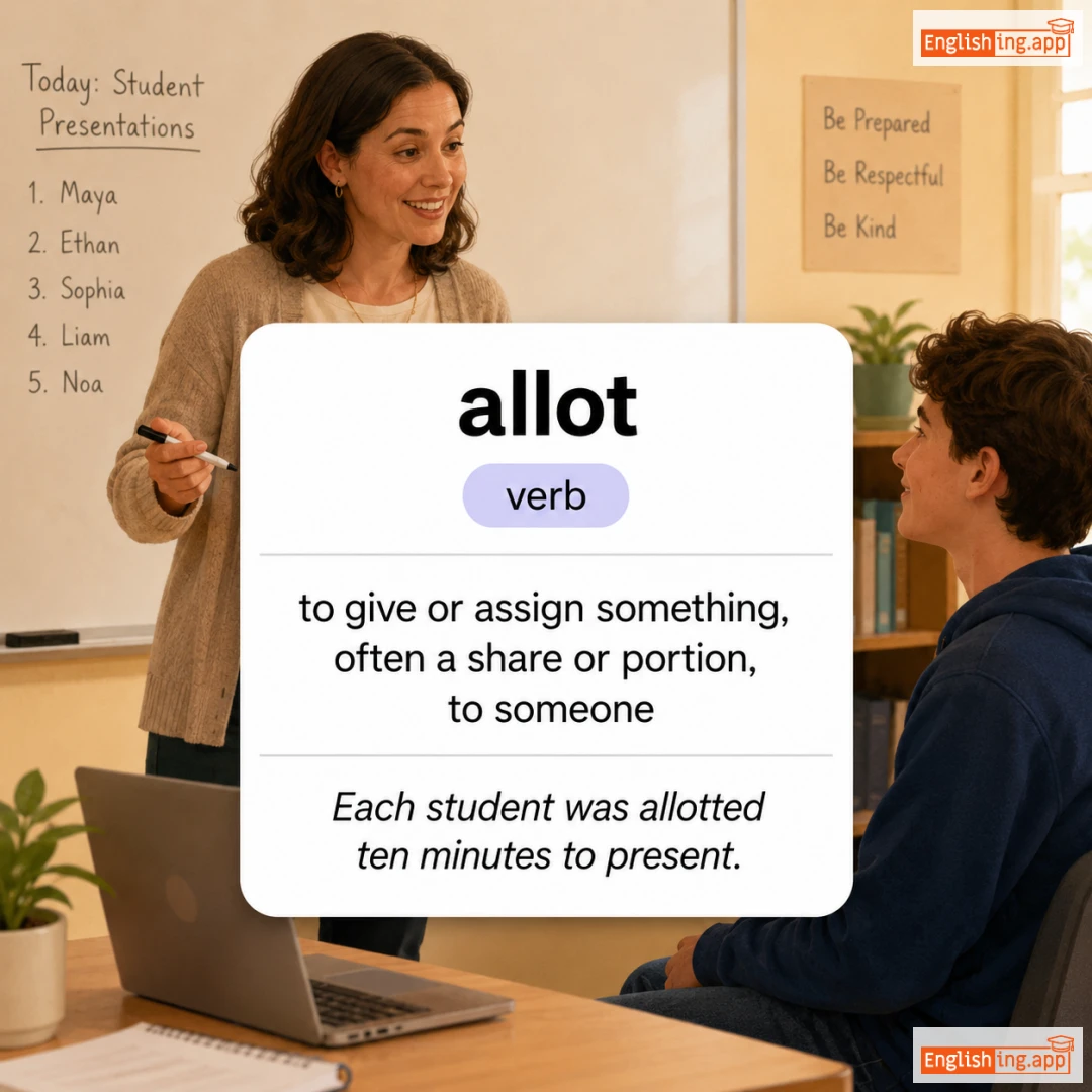 allot definition card — visual illustration of the meaning