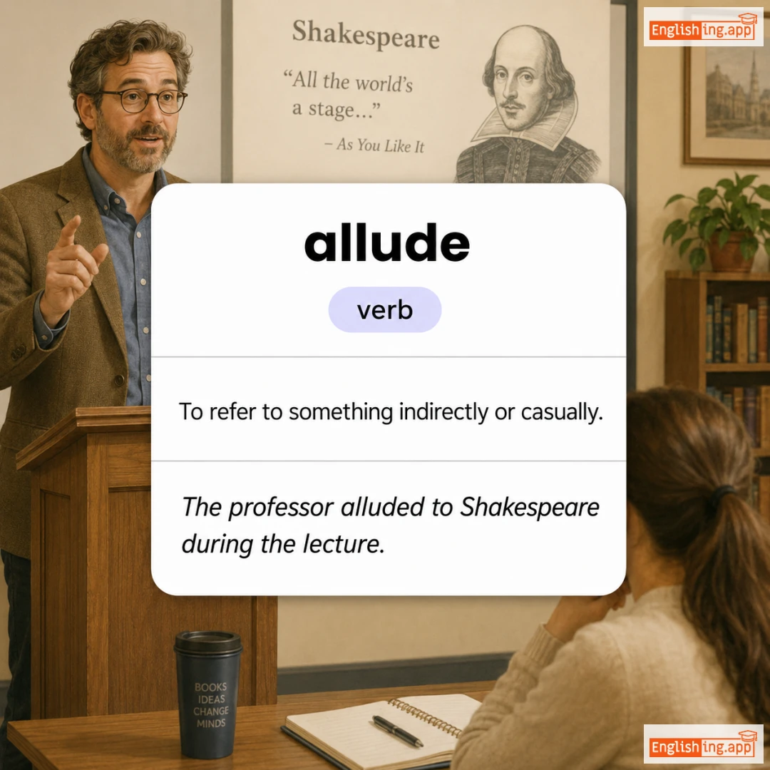 allude definition card — visual illustration of the meaning