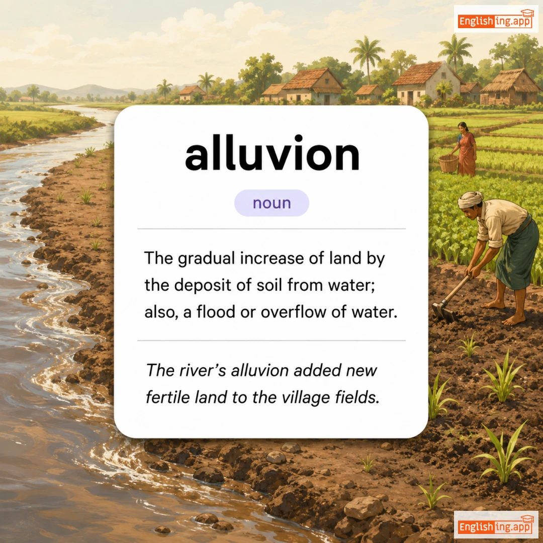 alluvion definition card — visual illustration of the meaning