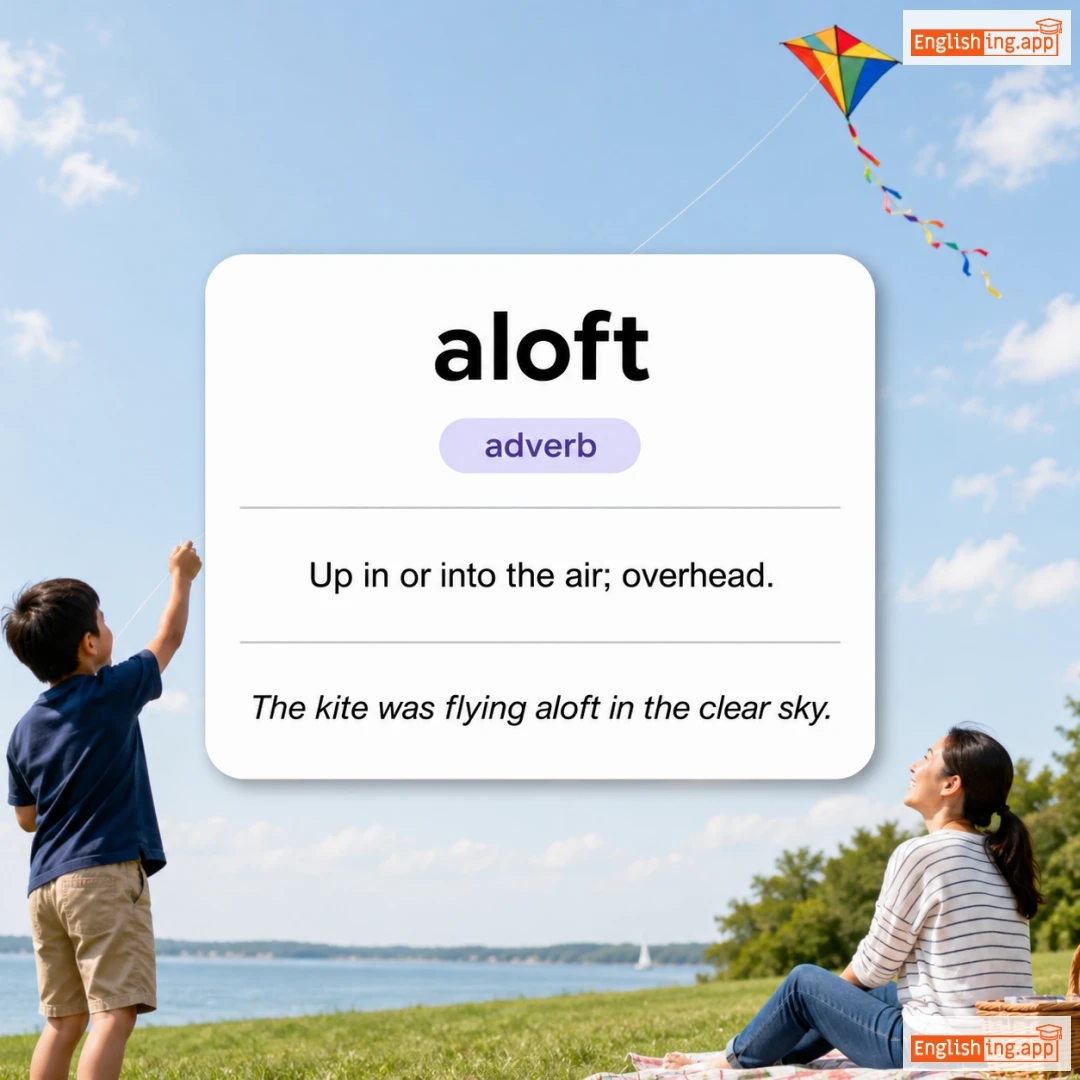 aloft definition card — visual illustration of the meaning