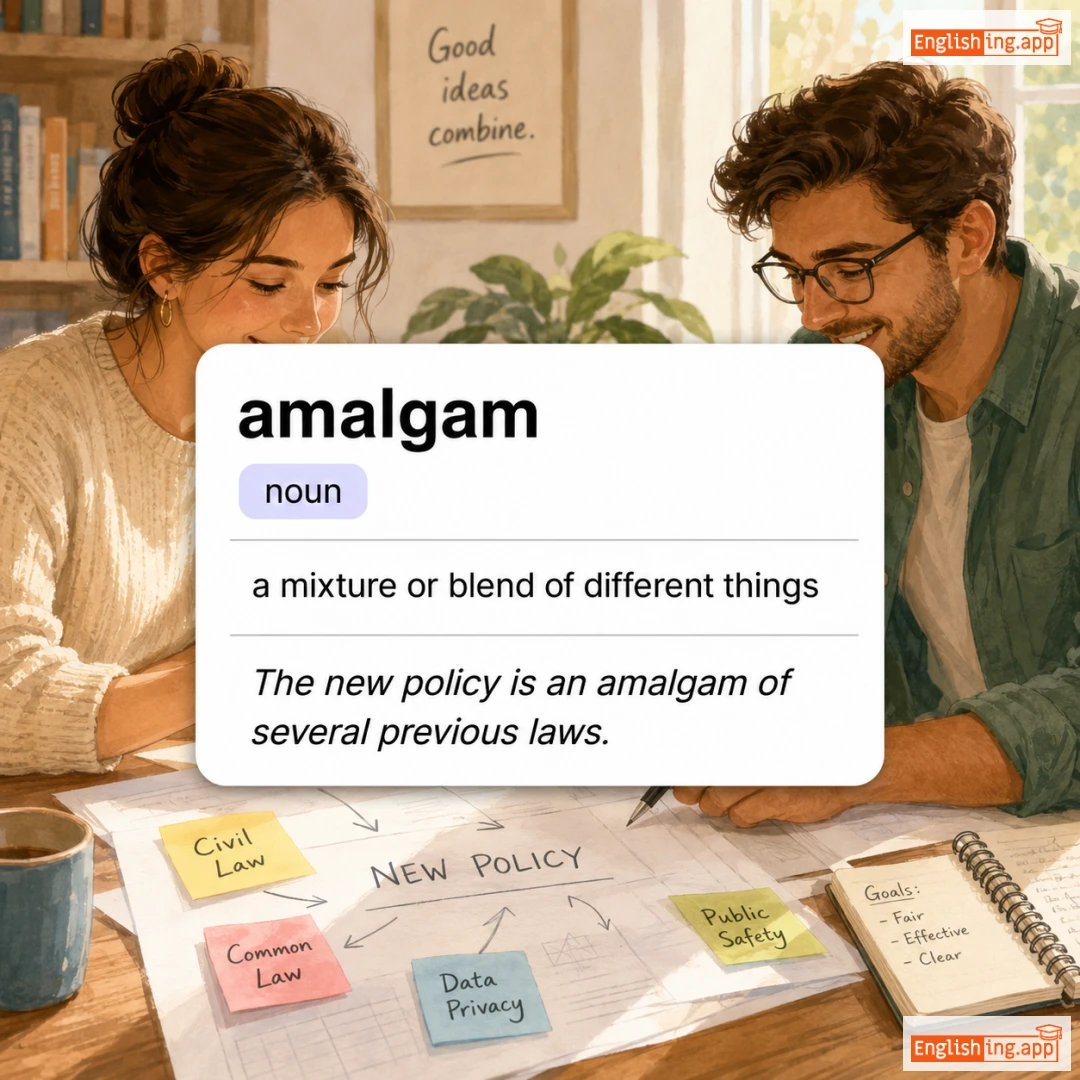 amalgam definition card — visual illustration of the meaning
