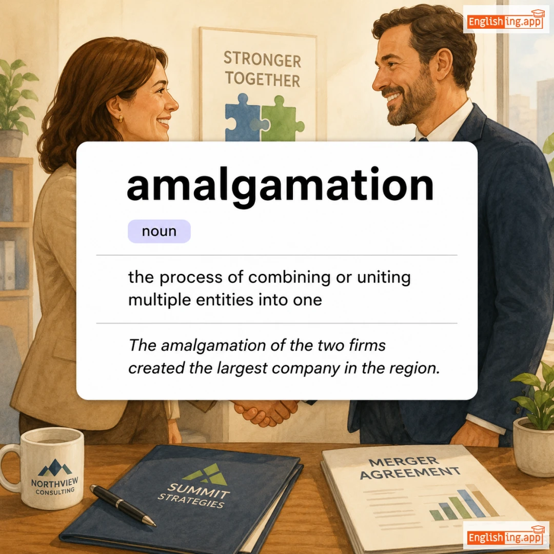 amalgamation definition card — visual illustration of the meaning