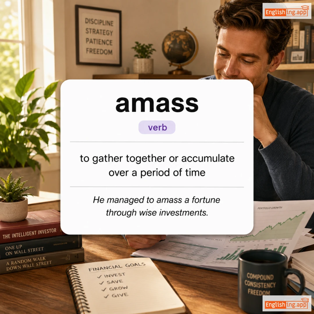 amass definition card — visual illustration of the meaning