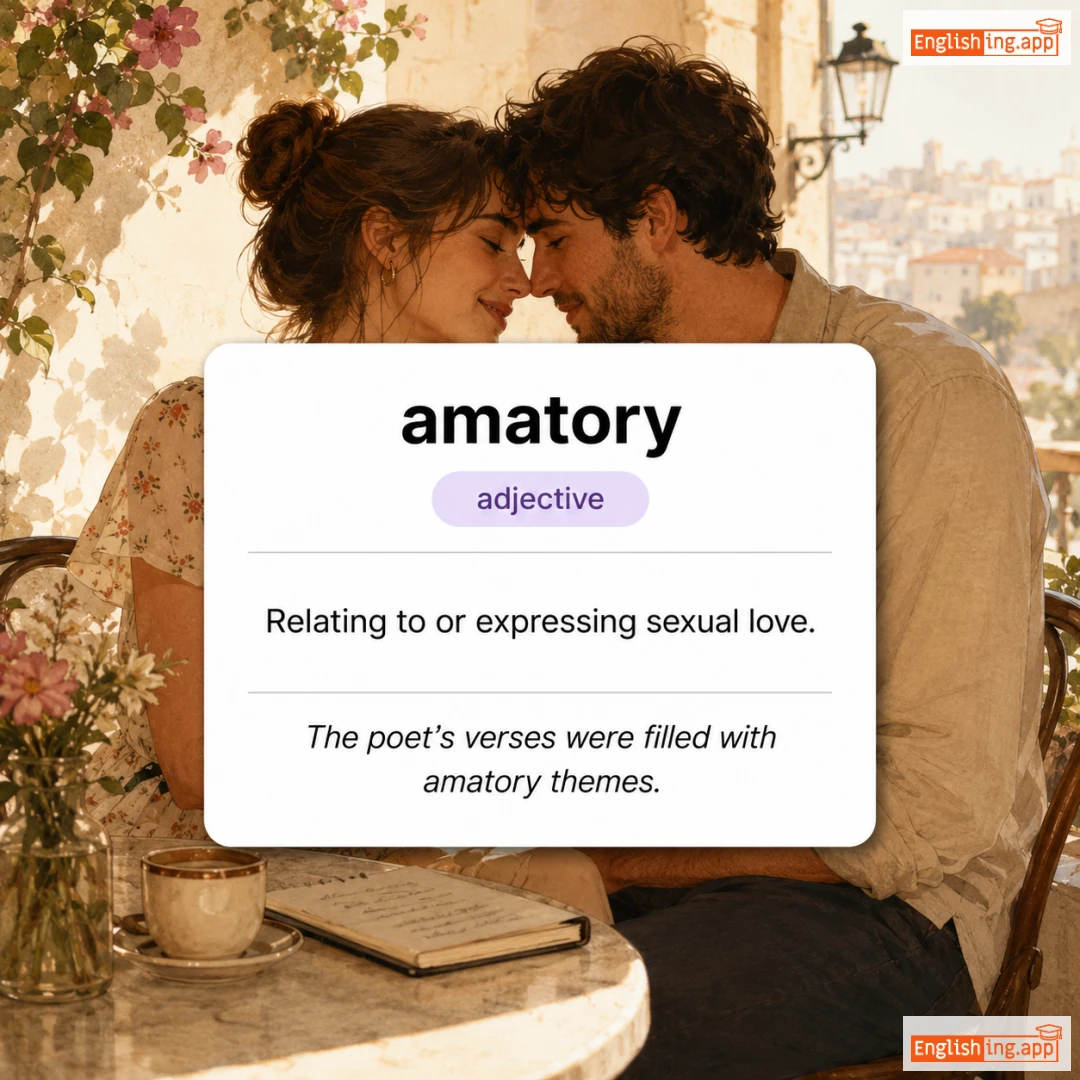 amatory definition card — visual illustration of the meaning