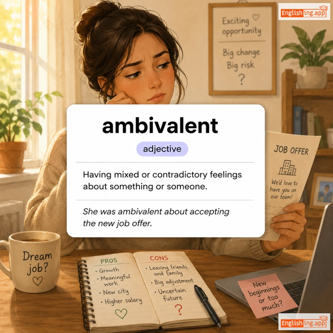ambivalent definition card — visual illustration of the meaning