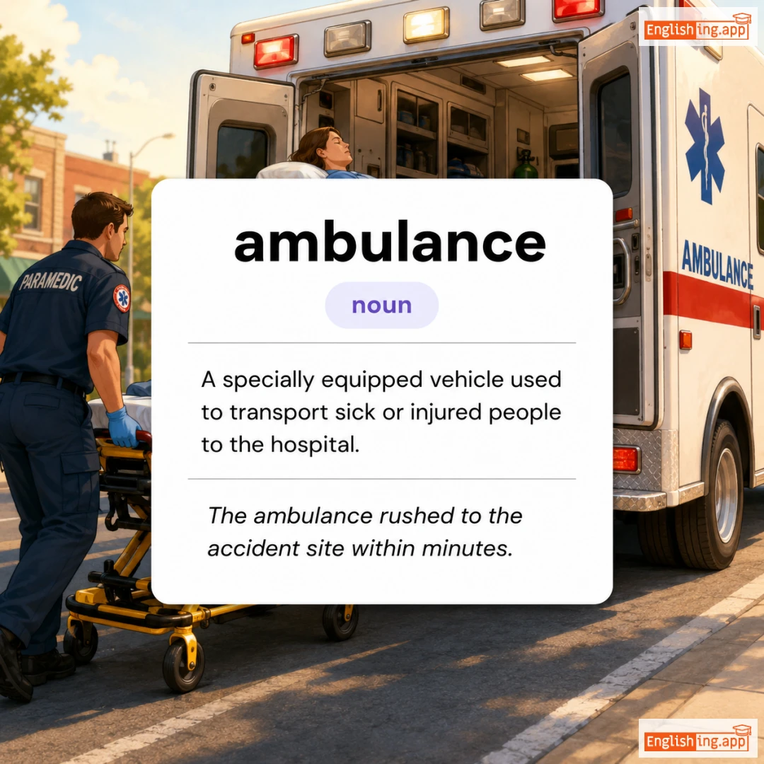 ambulance definition card — visual illustration of the meaning
