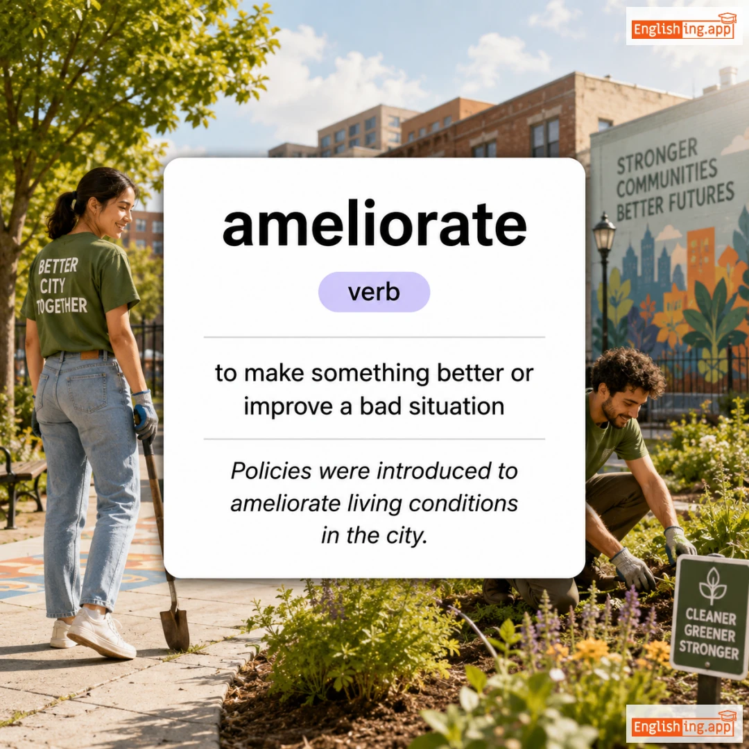 ameliorate definition card — visual illustration of the meaning