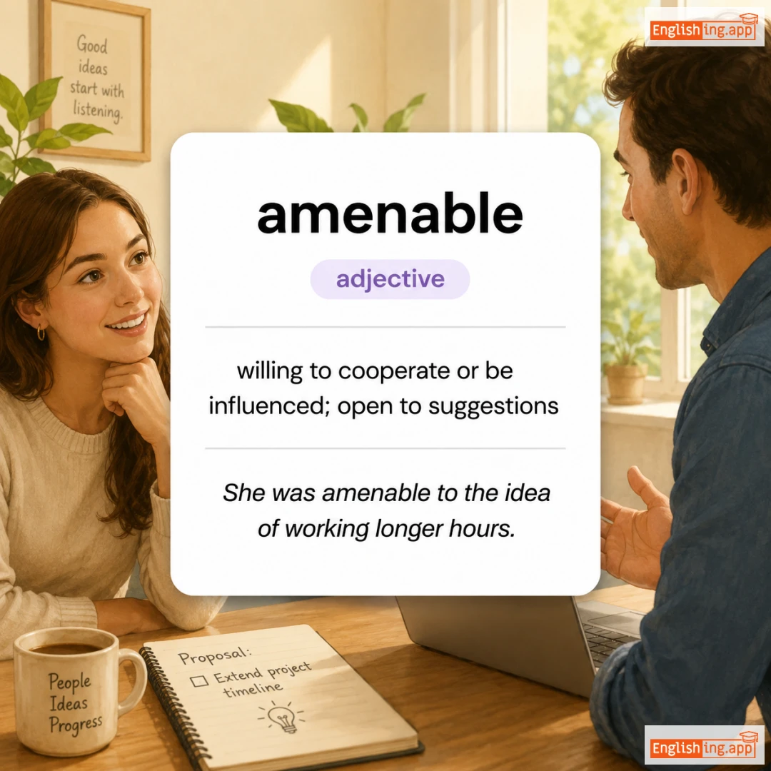 amenable definition card — visual illustration of the meaning