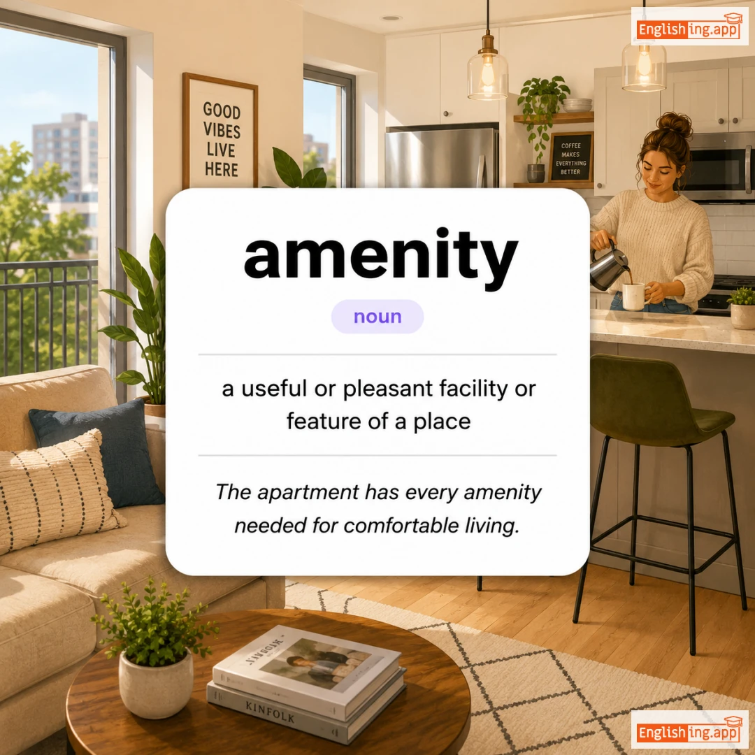 amenity definition card — visual illustration of the meaning