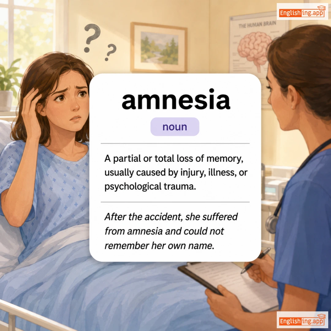 amnesia definition card — visual illustration of the meaning