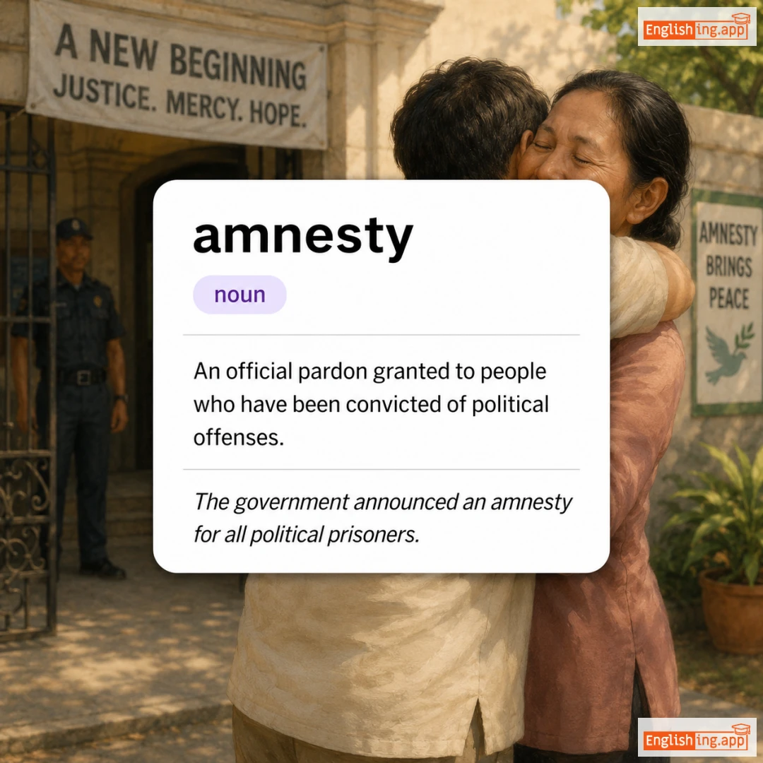 amnesty definition card — visual illustration of the meaning