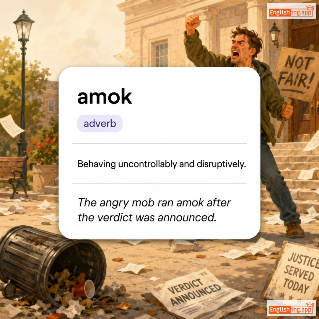 amok definition card — visual illustration of the meaning