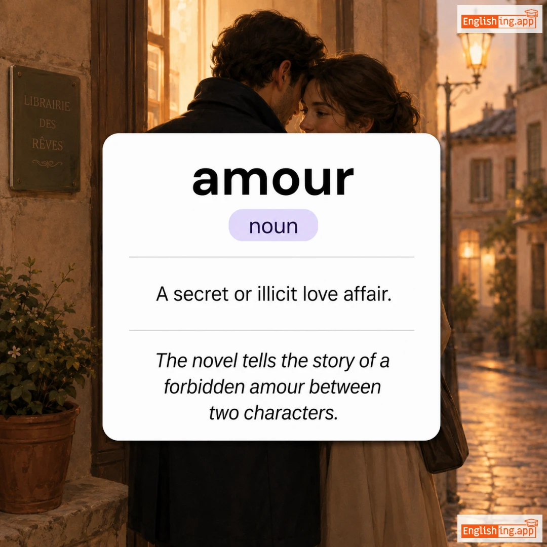 amour definition card — visual illustration of the meaning