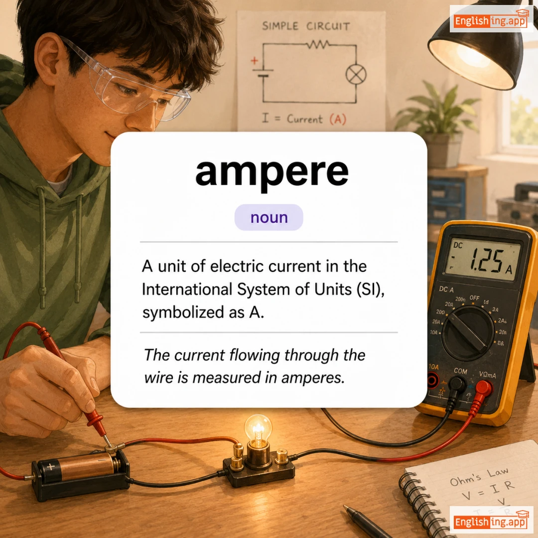 ampere definition card — visual illustration of the meaning