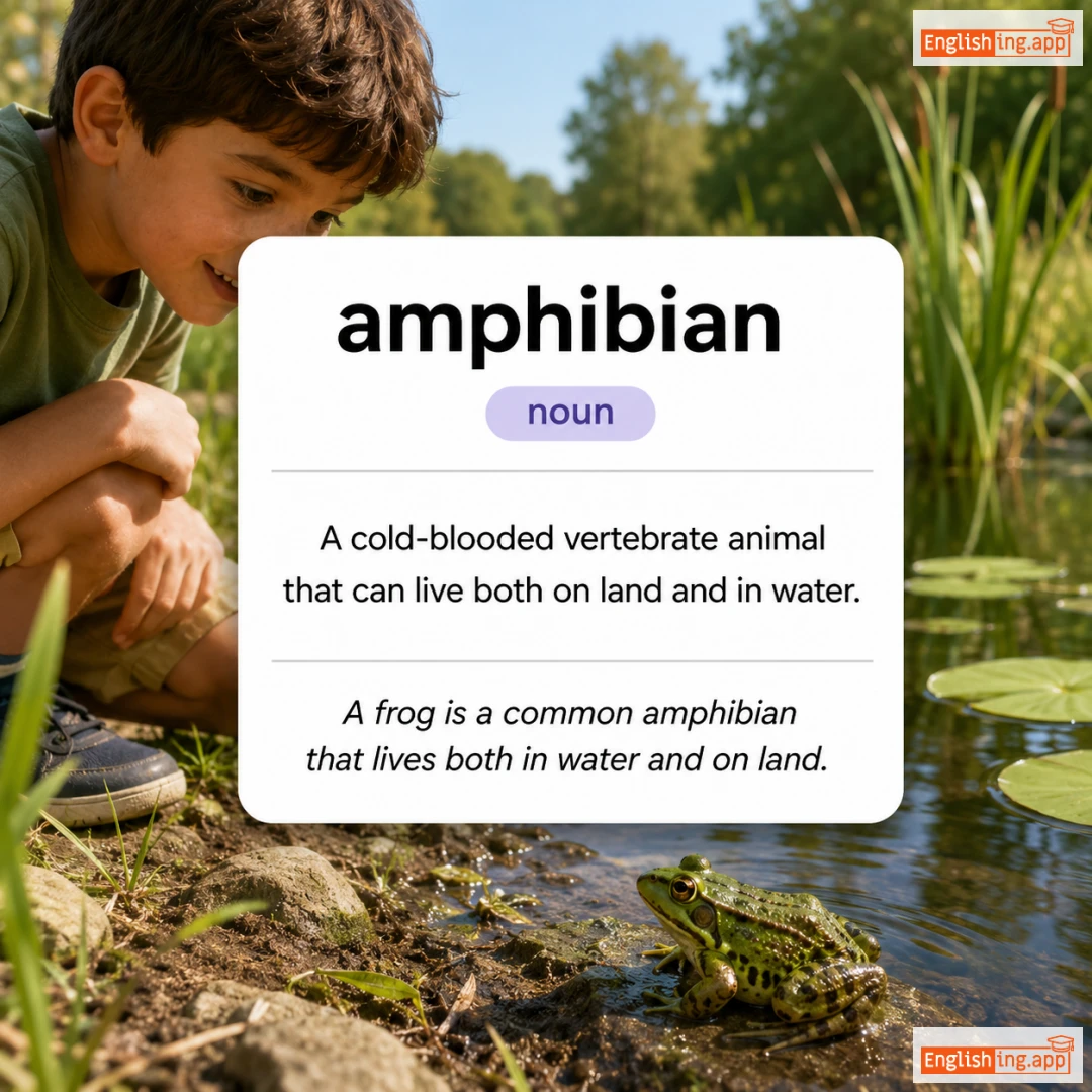 amphibian definition card — visual illustration of the meaning