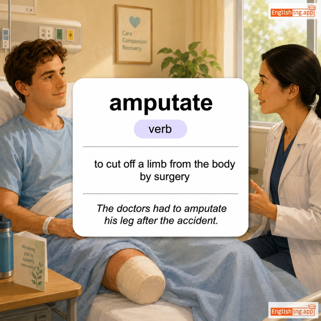 amputate definition card — visual illustration of the meaning