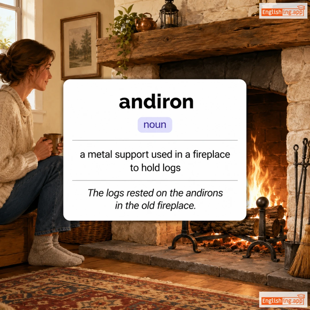 andiron definition card — visual illustration of the meaning
