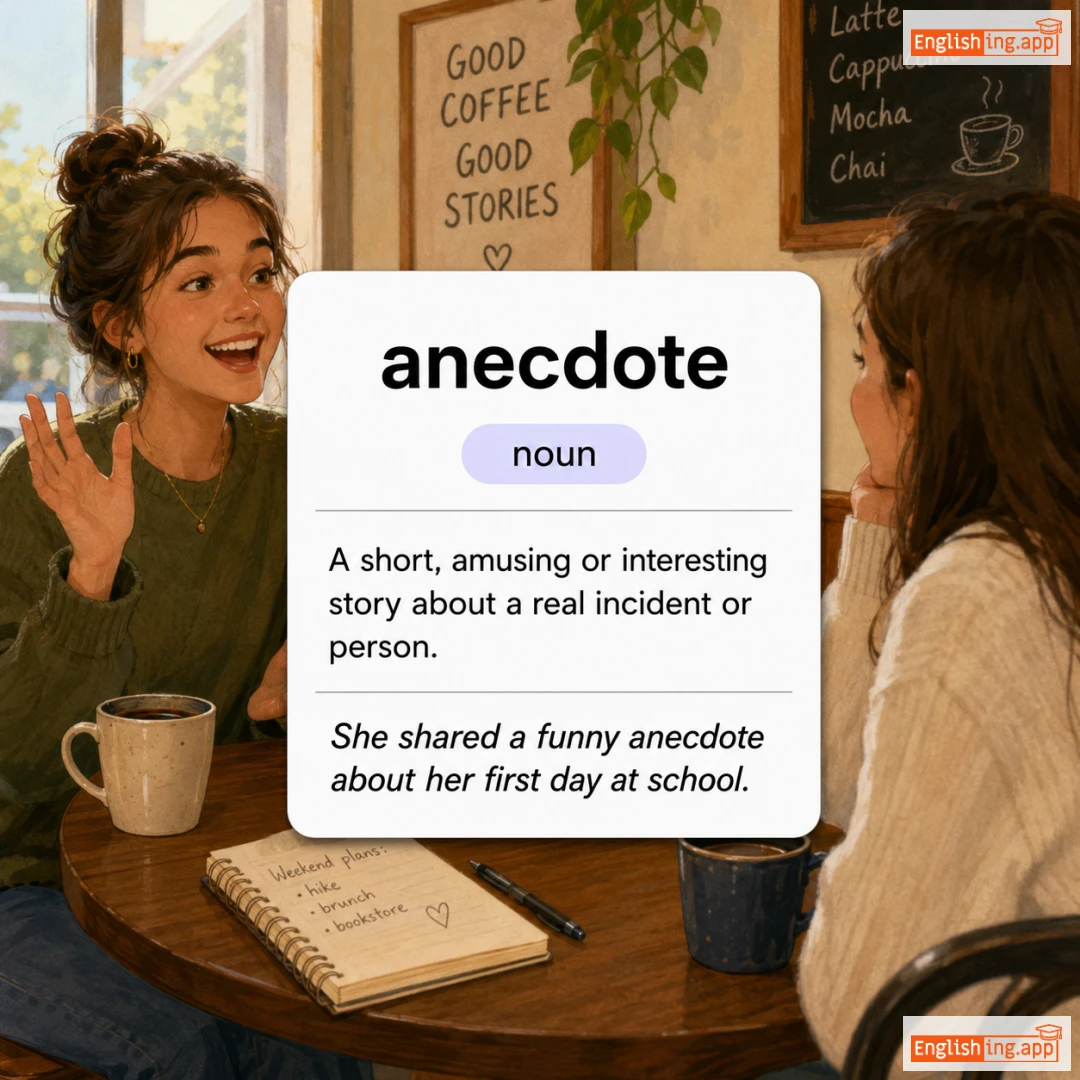 anecdote definition card — visual illustration of the meaning