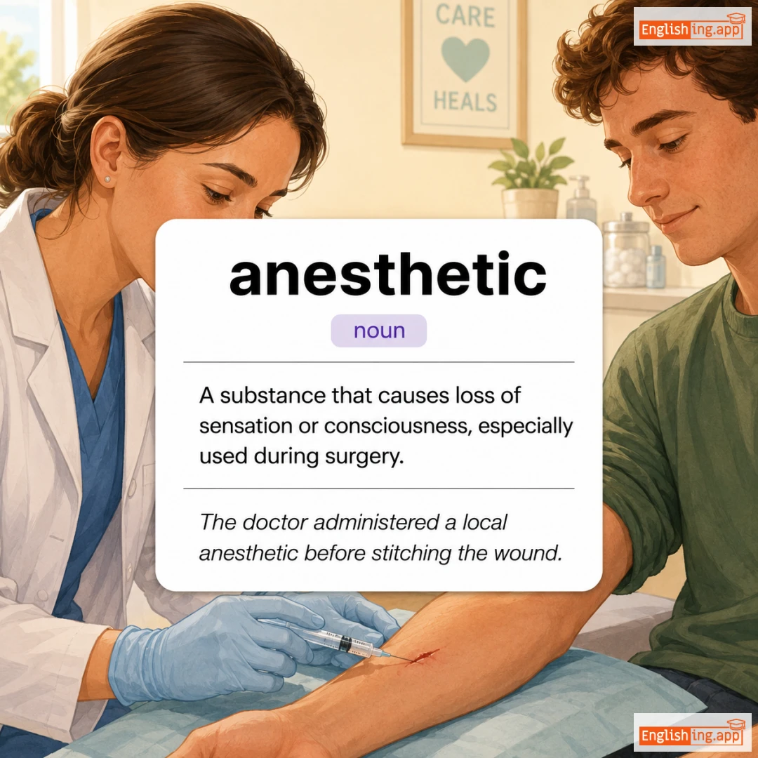 anesthetic definition card — visual illustration of the meaning