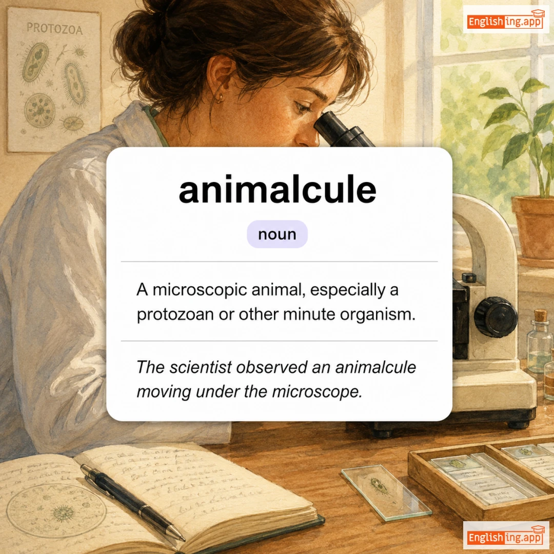 animalcule definition card — visual illustration of the meaning