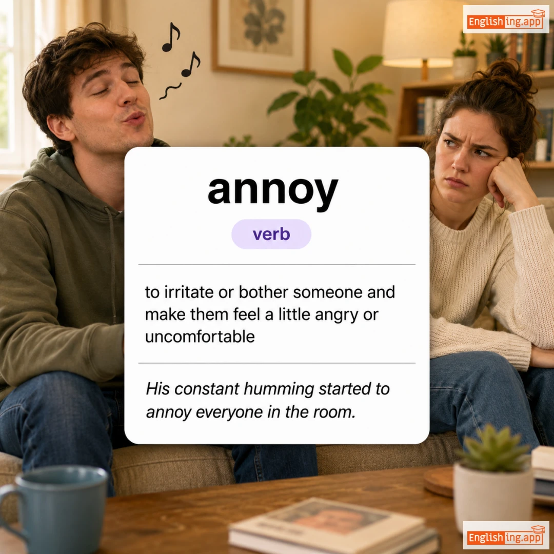 annoy definition card — visual illustration of the meaning