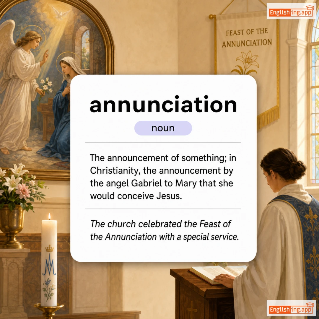 annunciation definition card — visual illustration of the meaning