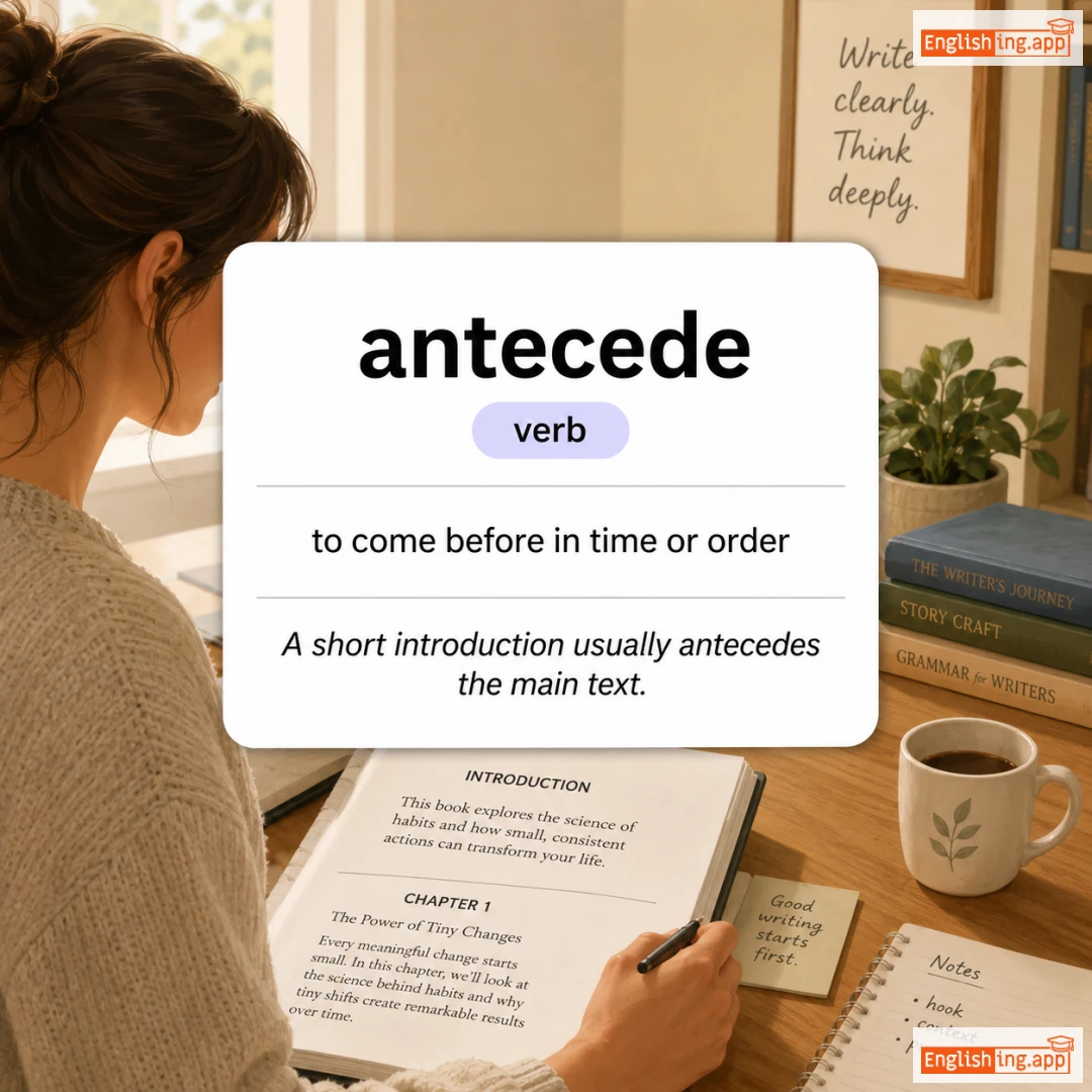 antecede definition card — visual illustration of the meaning