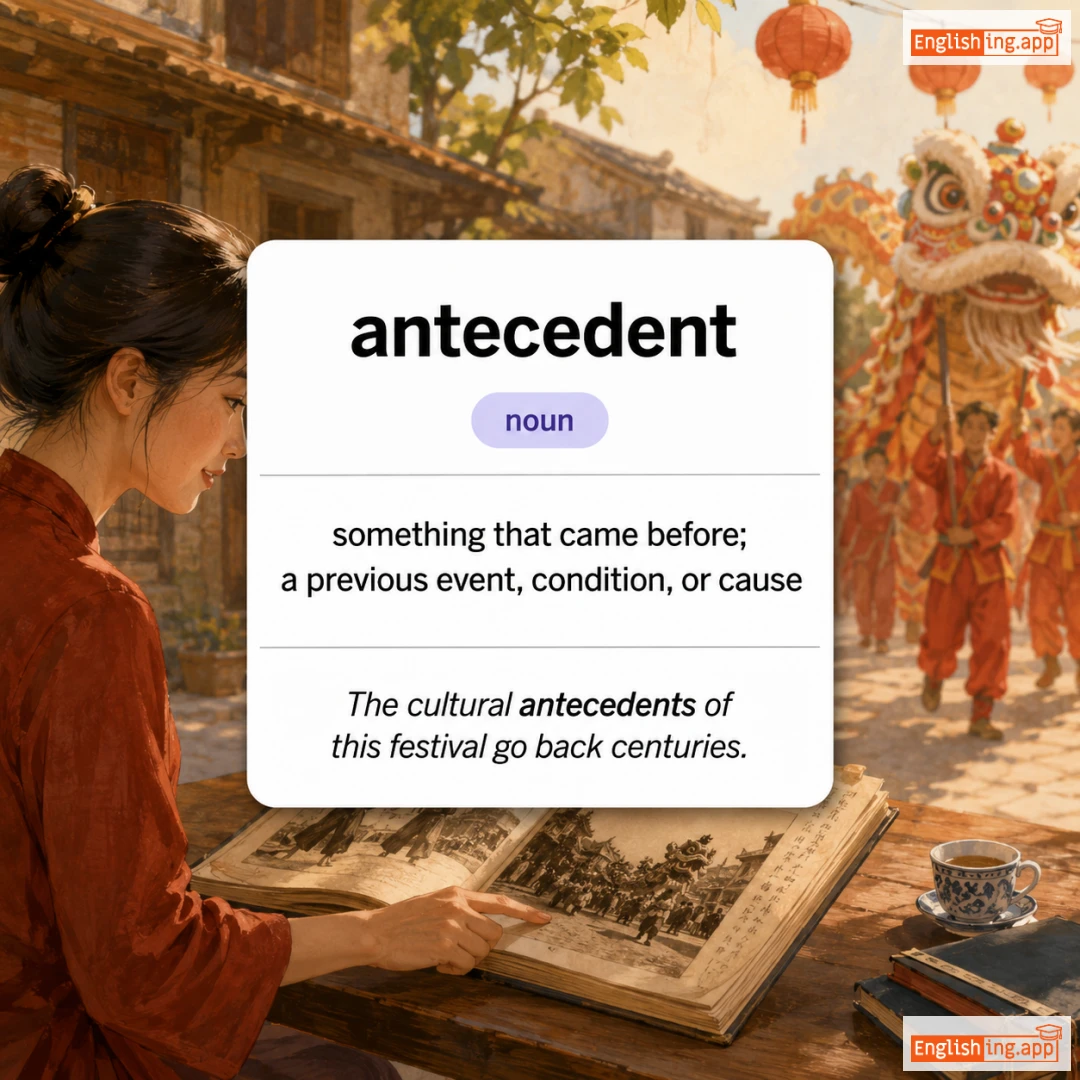 antecedent definition card — visual illustration of the meaning