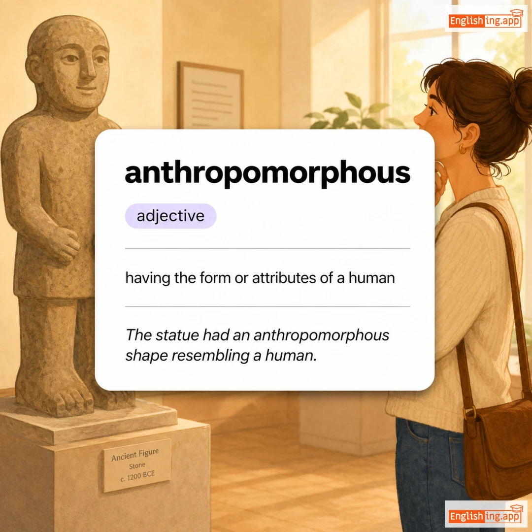 anthropomorphous definition card — visual illustration of the meaning