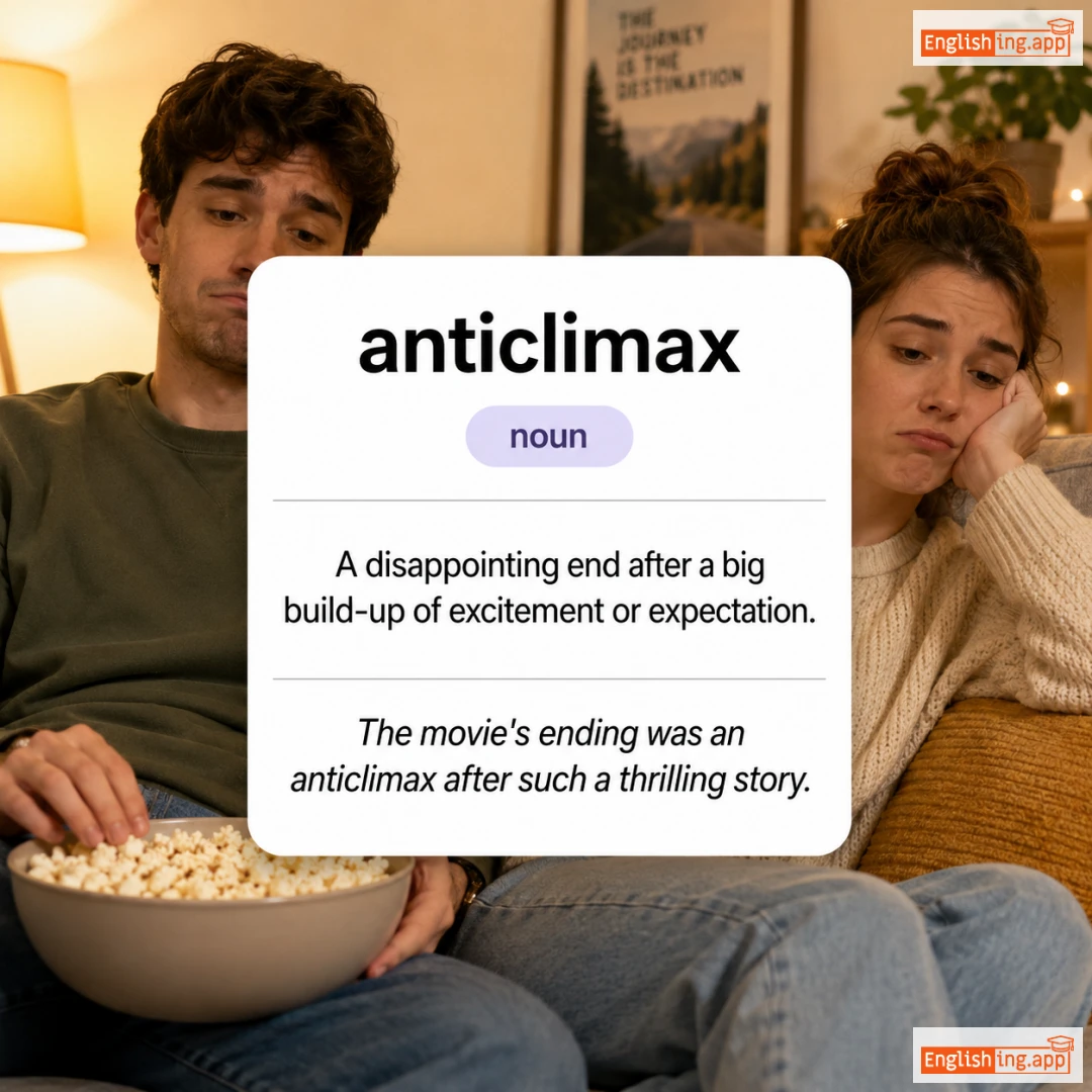 anticlimax definition card — visual illustration of the meaning
