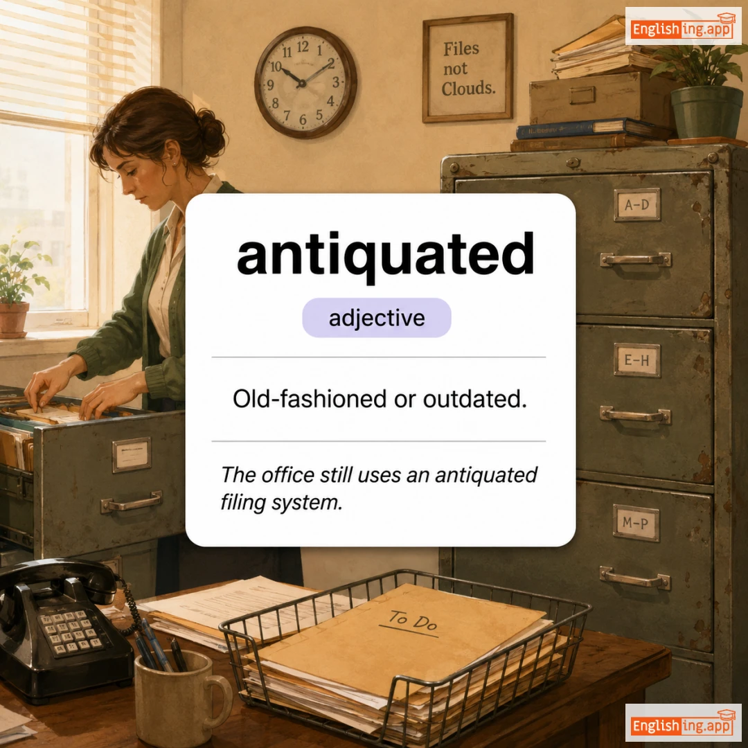 antiquated definition card — visual illustration of the meaning
