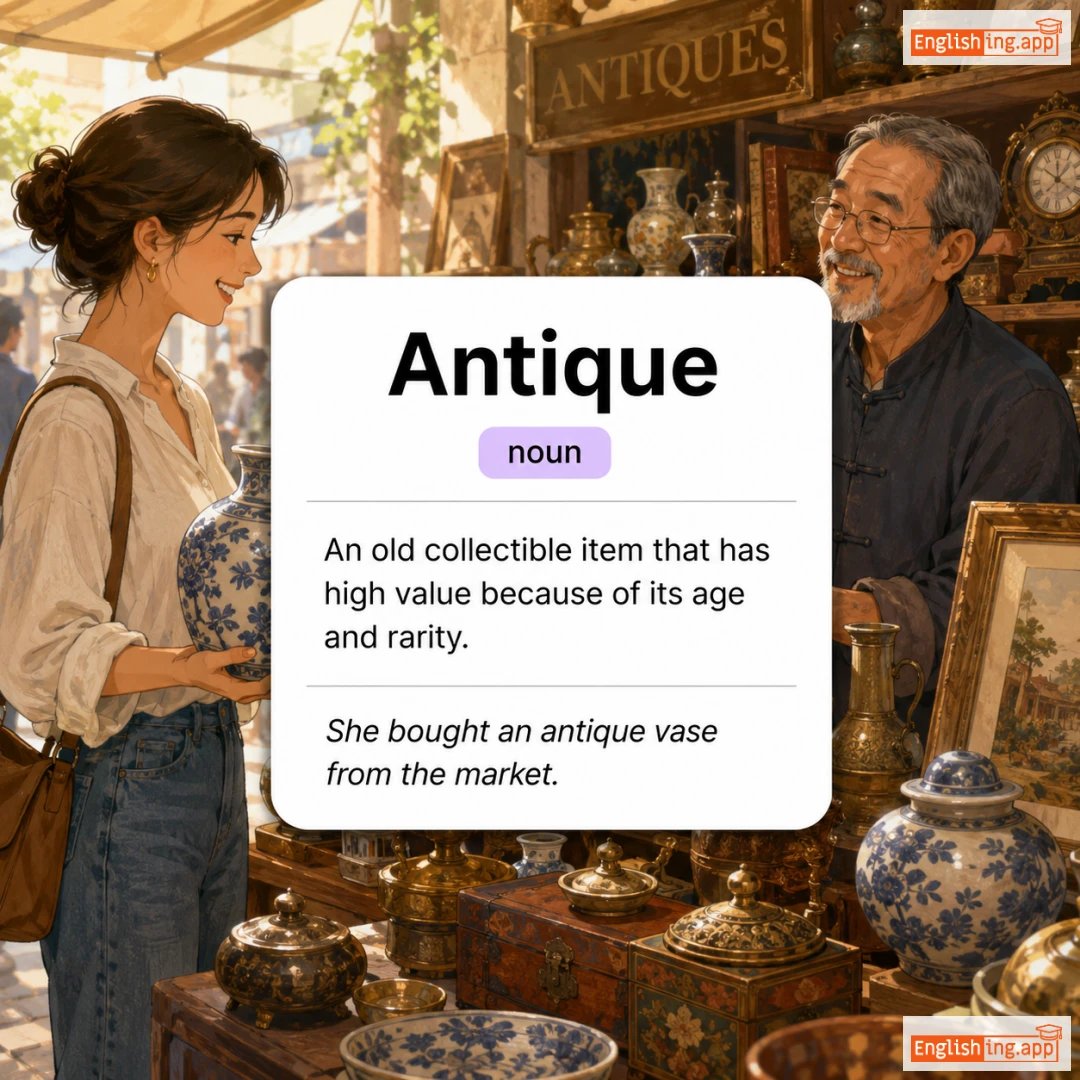 Antique definition card — visual illustration of the meaning