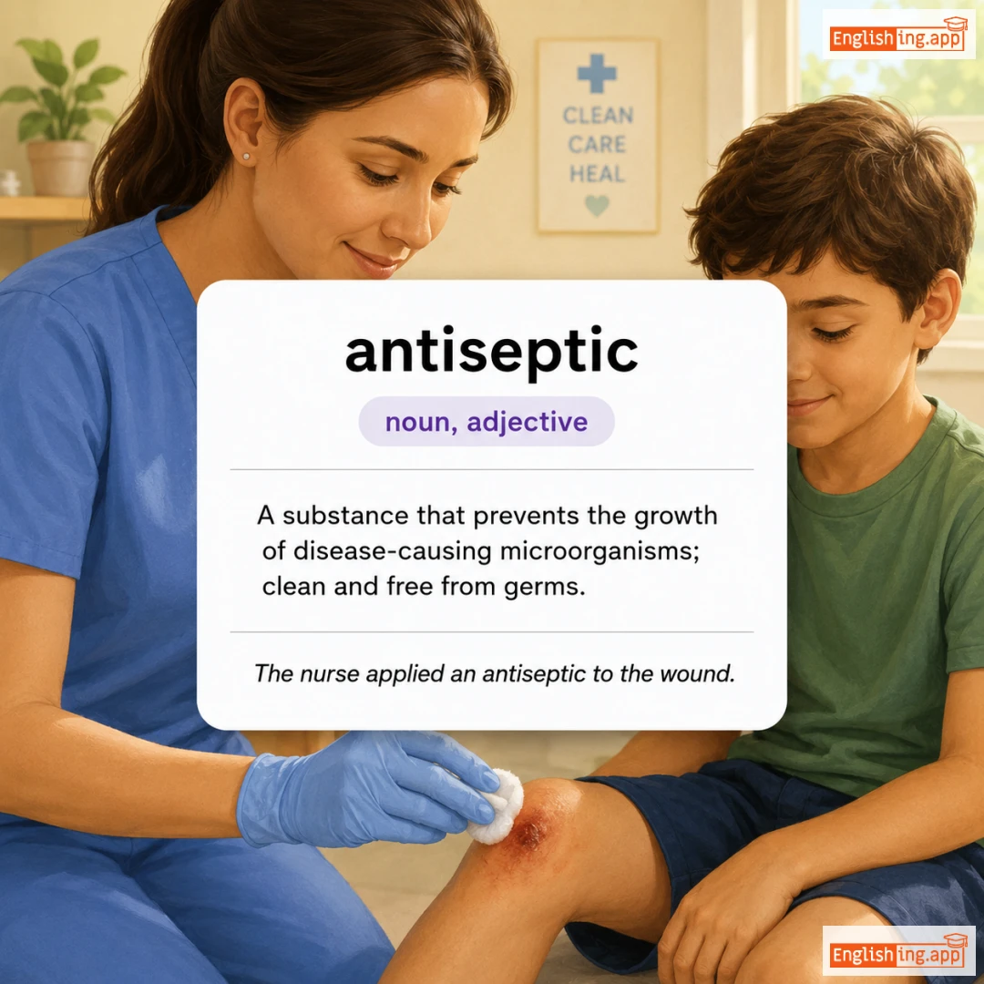 antiseptic definition card — visual illustration of the meaning