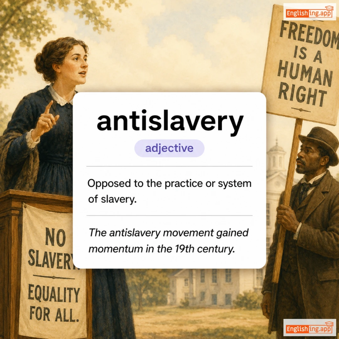 antislavery definition card — visual illustration of the meaning