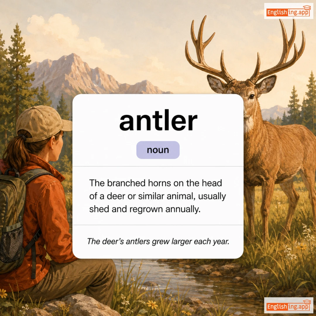 antler definition card — visual illustration of the meaning