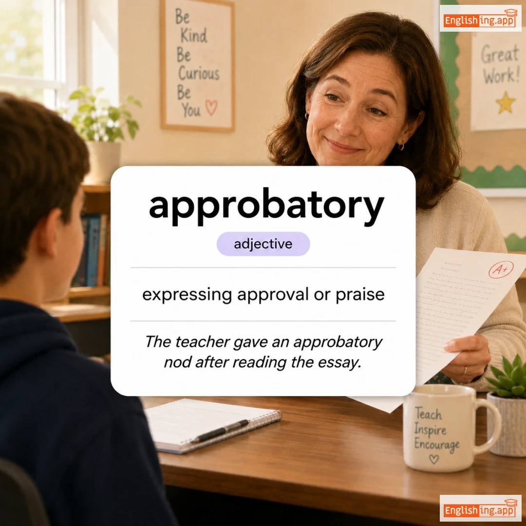 approbatory definition card — visual illustration of the meaning