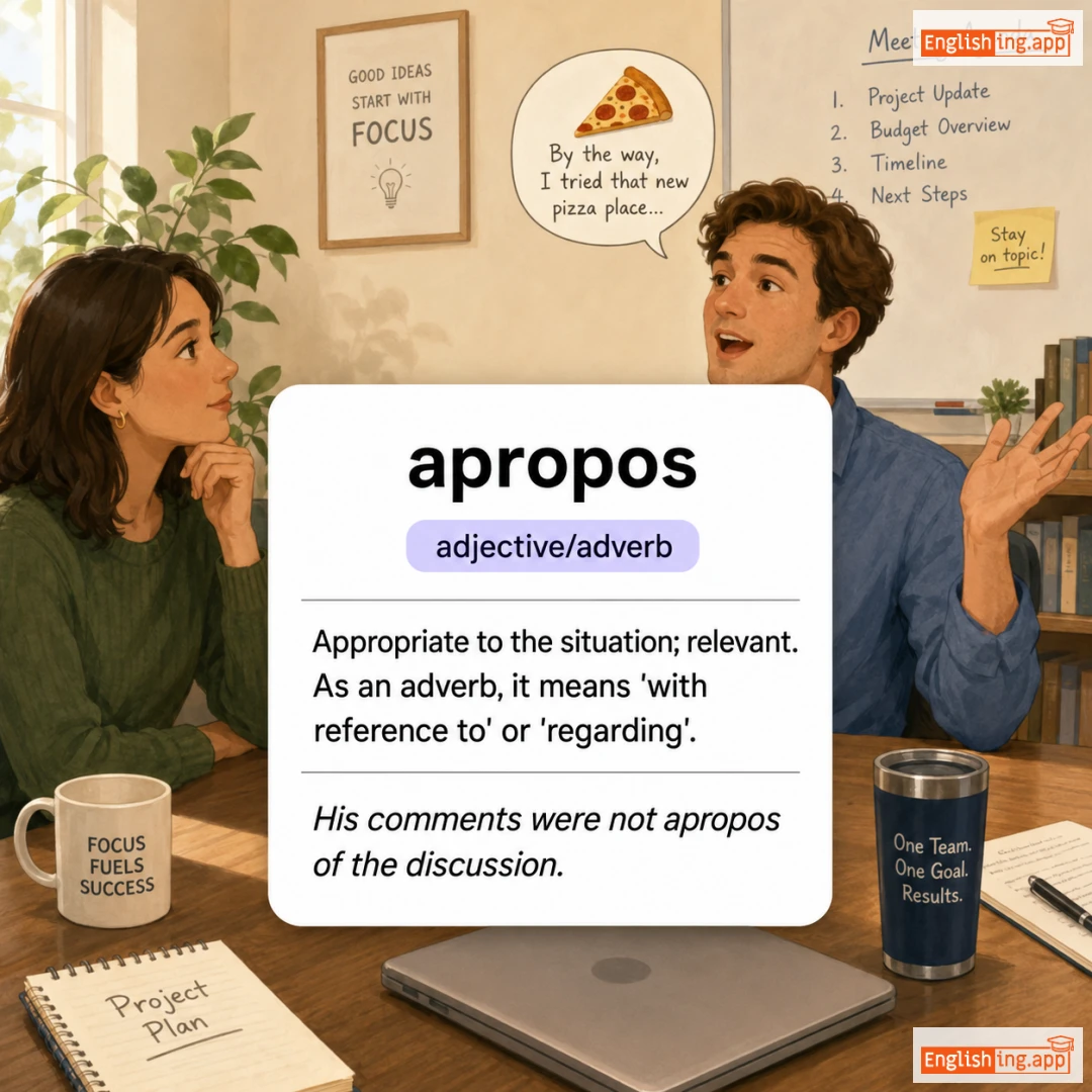 apropos definition card — visual illustration of the meaning
