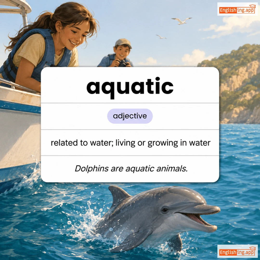 aquatic definition card — visual illustration of the meaning