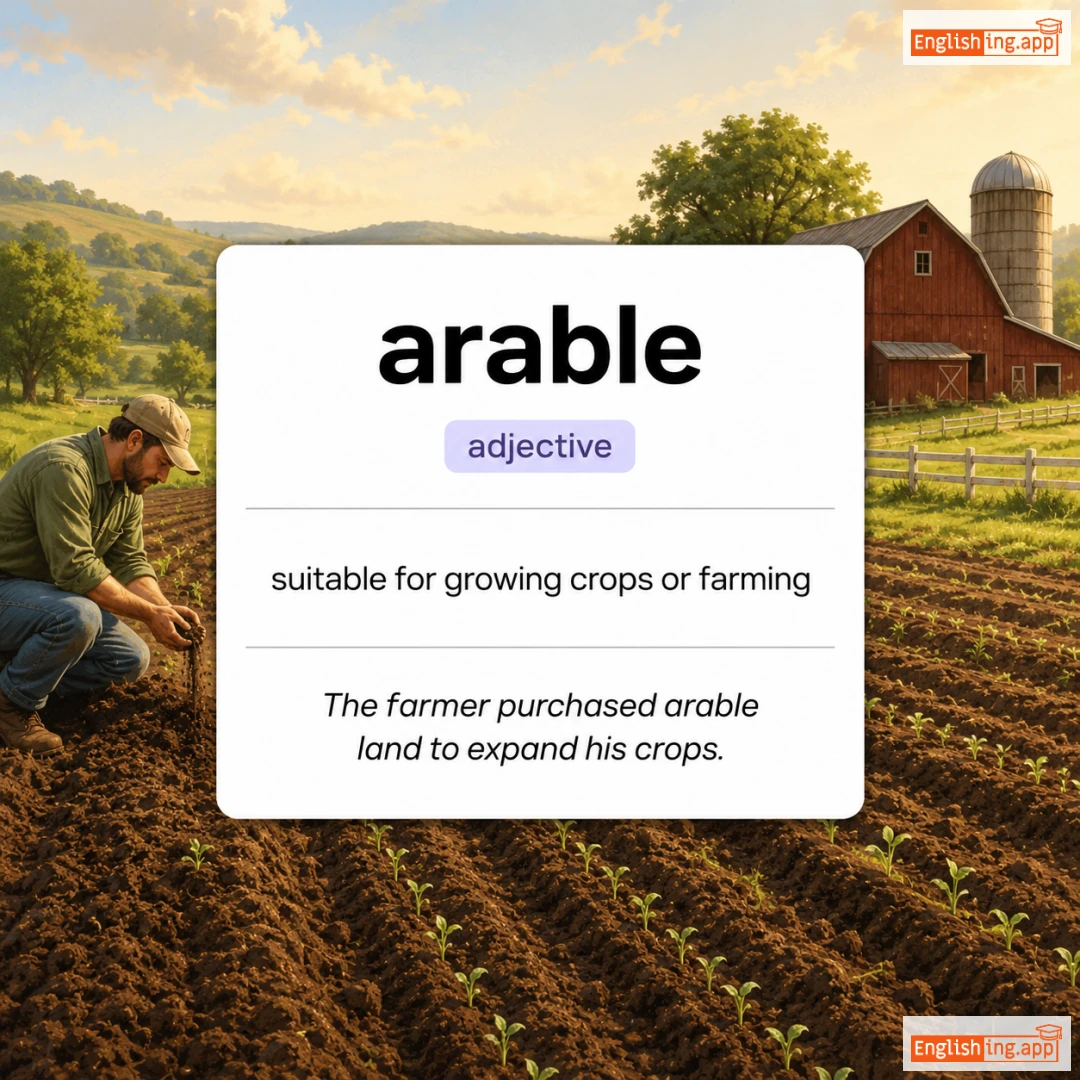 arable definition card — visual illustration of the meaning