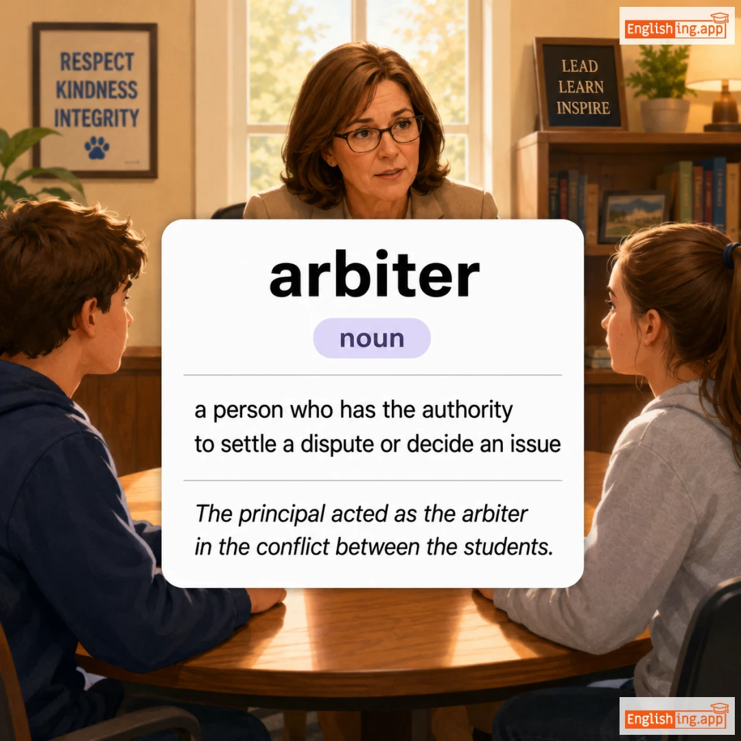 arbiter definition card — visual illustration of the meaning
