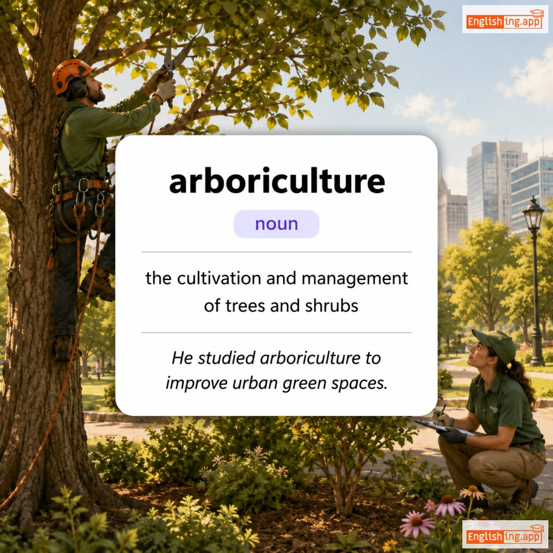 arboriculture definition card — visual illustration of the meaning