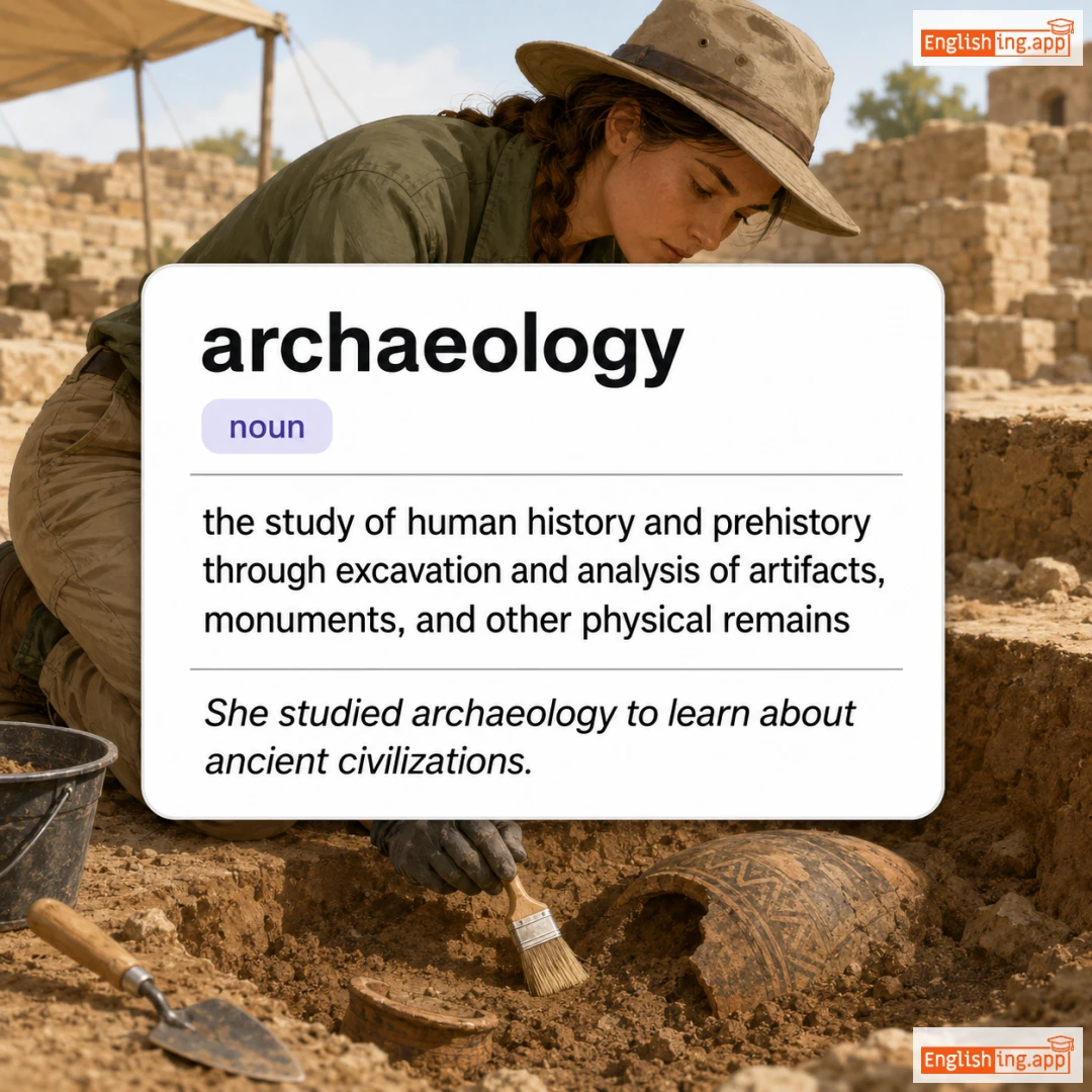 archaeology definition card — visual illustration of the meaning