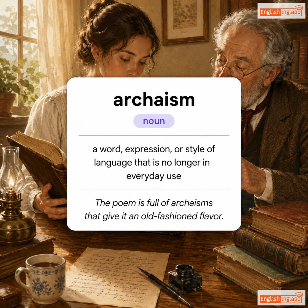archaism definition card — visual illustration of the meaning