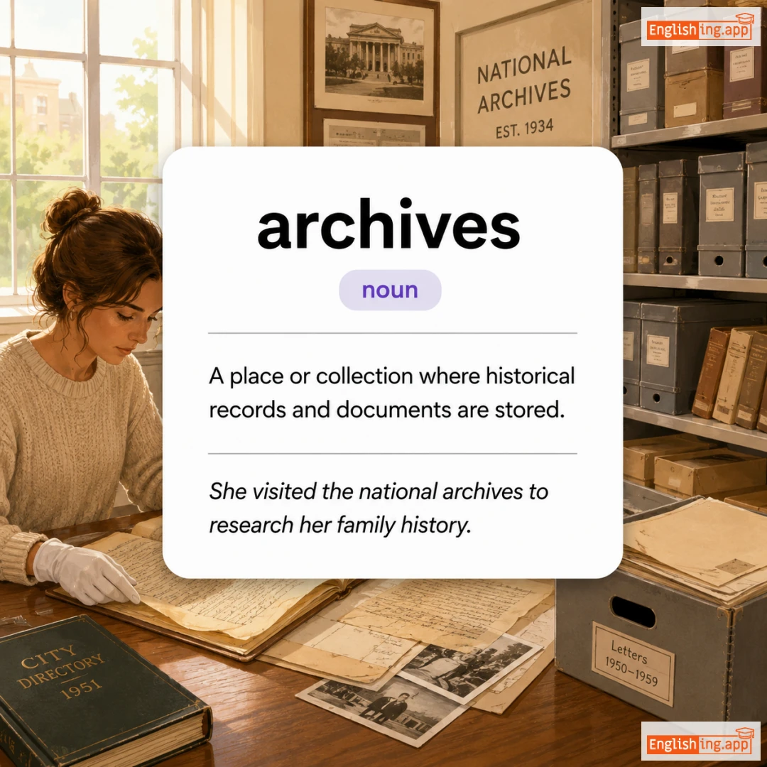 archives definition card — visual illustration of the meaning